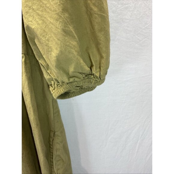 Caryn Lawn Dress Womens One Size Green Pockets Tiered Midi puff sleeve - Picture 3 of 13